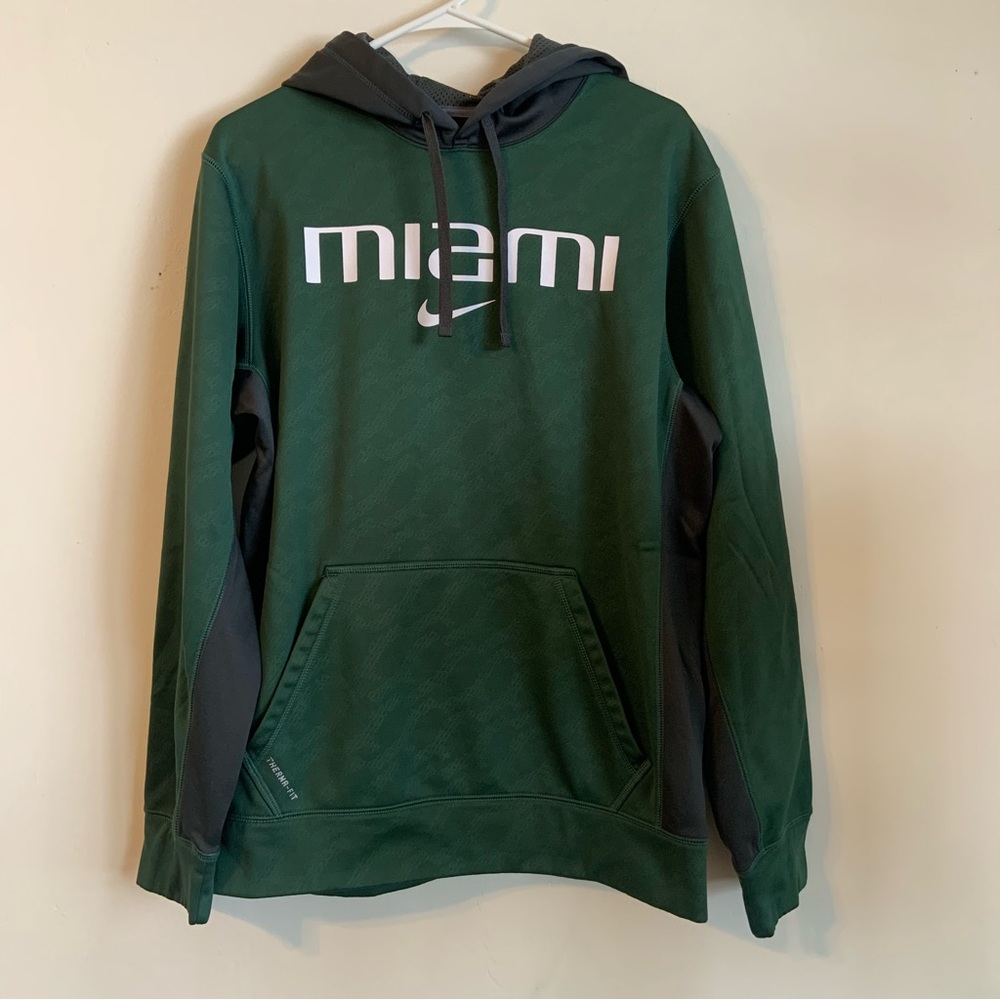 Nike University of Miami Hurricanes Center Swoosh Hoodie Green Men’s Small